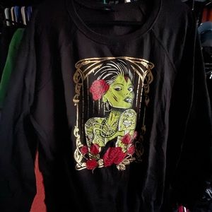 LAST CHANCE - Halloween Tattooed Woman plus size sweater